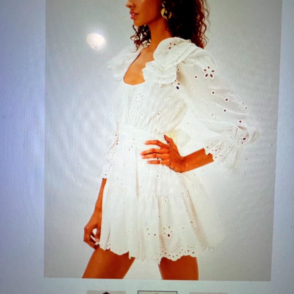 For Love and Lemons White Mini Eyelet Dress